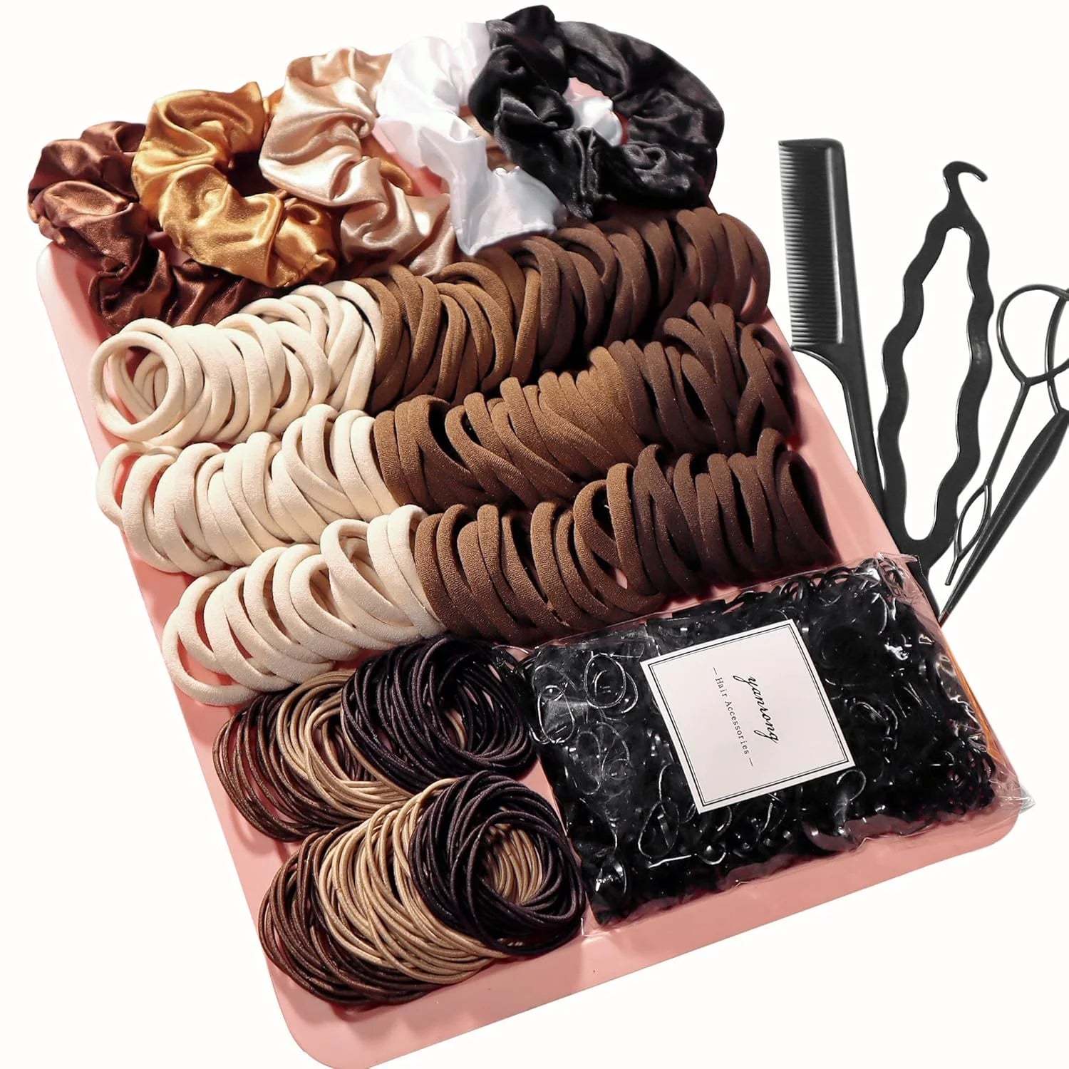 Hair Scrunchies, Hairbands & Hair Ties Set – Assorted Colours & Styles