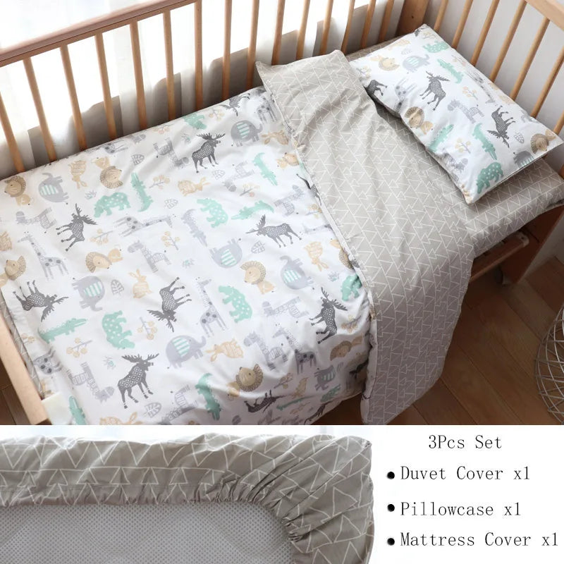 3 Pcs Kids Bedding Set - Cotton Bed Linen set Include, Pillowcase, Sheet and Duvet Cover