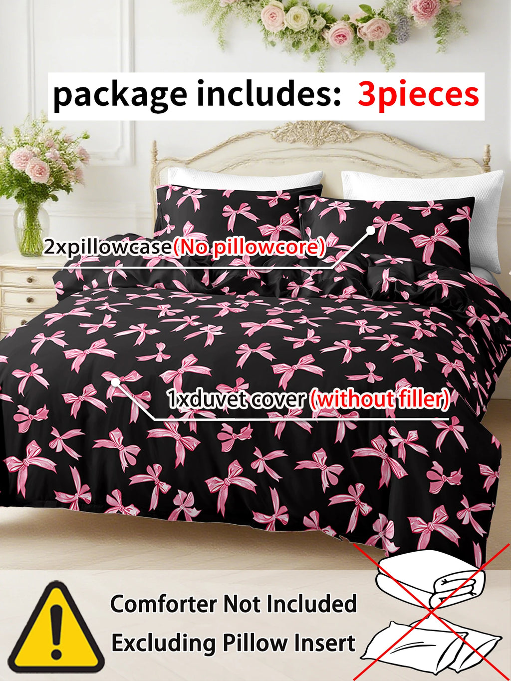 3 Pcs/set Duvet Cover Set - 1 Duvet Cover & 2 Pillowcase Soft