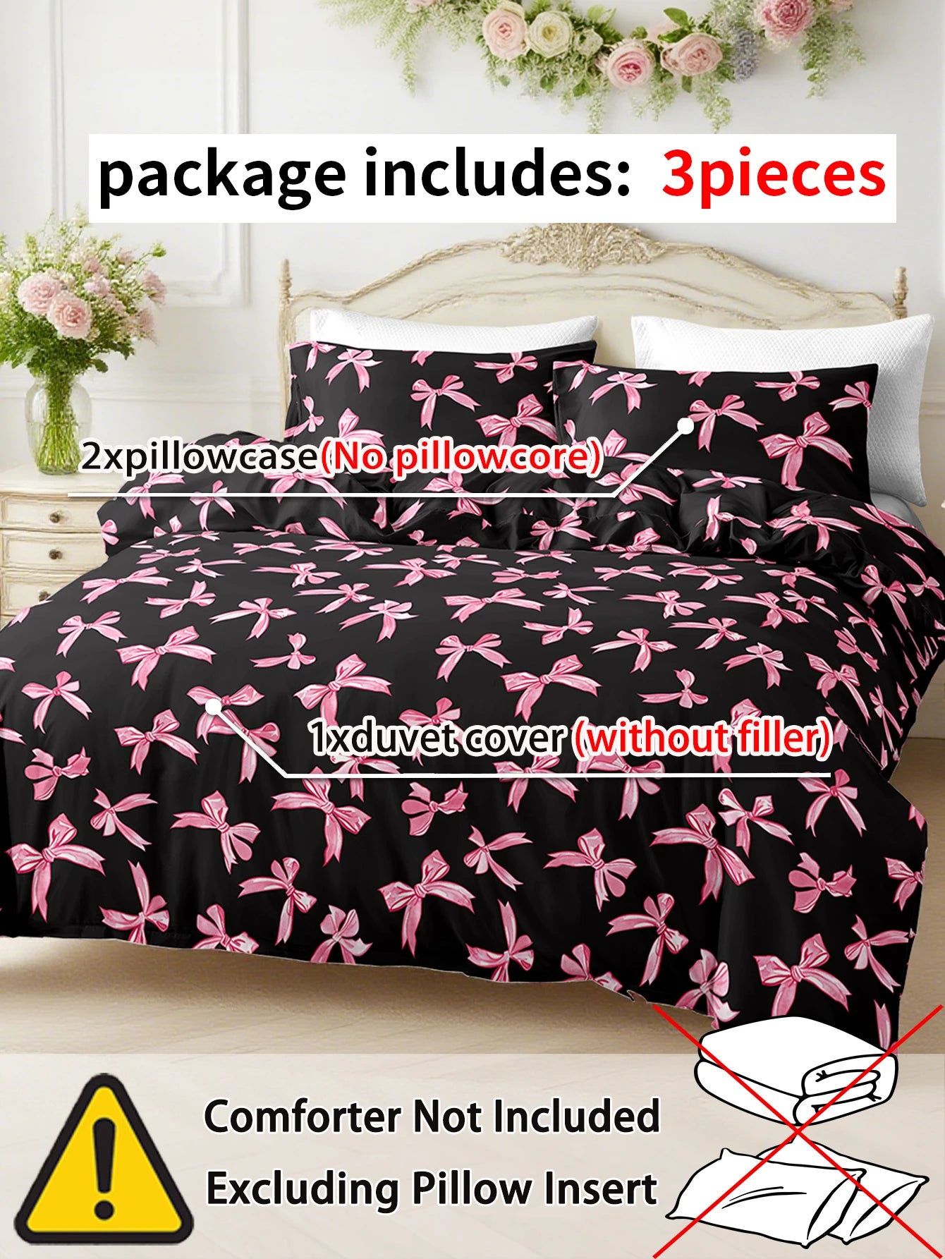 3 Pcs/set Duvet Cover Set - 1 Duvet Cover & 2 Pillowcase Soft