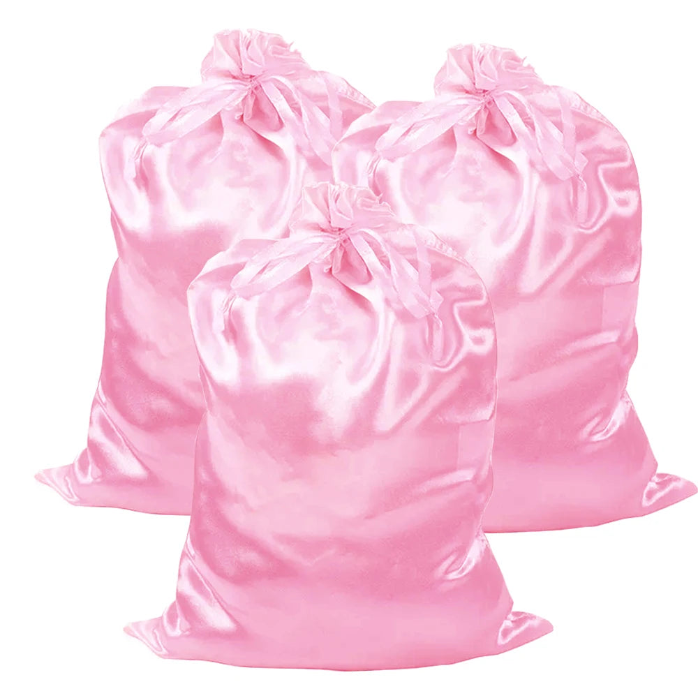 Silky Satin Wig Storage Bags with Drawstring – Dust-Free Protection, Set of 3
