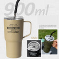 900ml Stainless Steel Insulated Tumbler with Handle, Lid & Straw