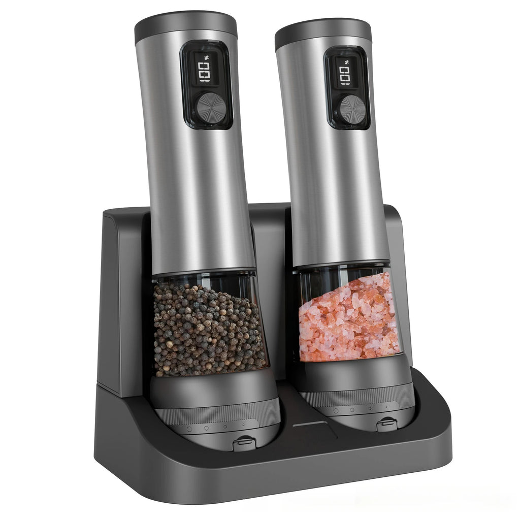 Electric Salt & Pepper Grinder Set – Rechargeable, LED Indicator, Adjustable Coarseness