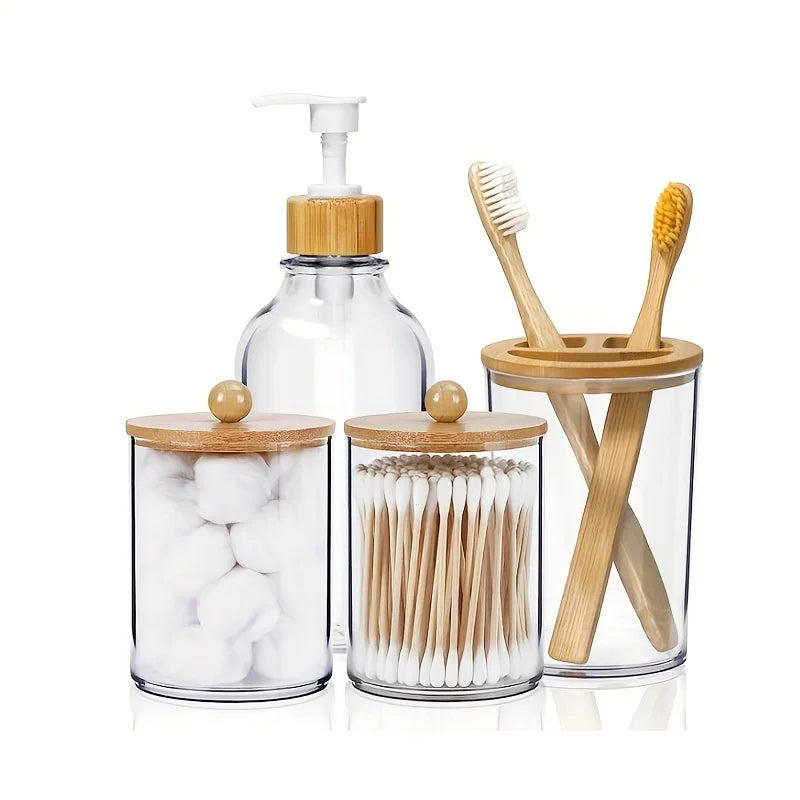 Bathroom Accessories Set - Soap Dispenser, Toothbrush & Storage (4/5 Pcs)