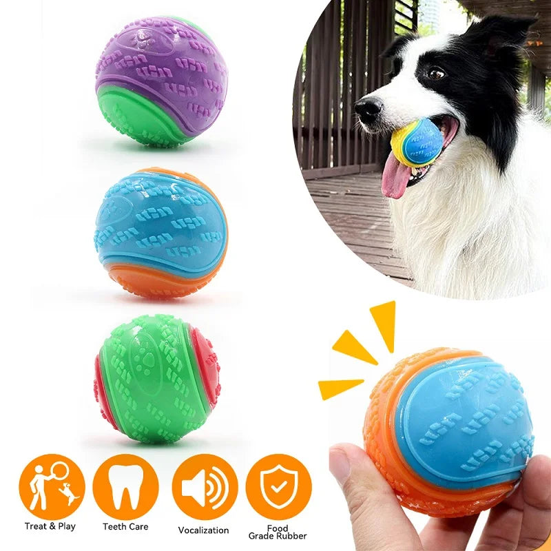 Bite-Resistant Squeaky Dog Ball Toy for Teeth Cleaning