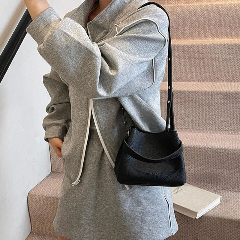 Women's PU Leather Bucket Bag – Shoulder & Crossbody
