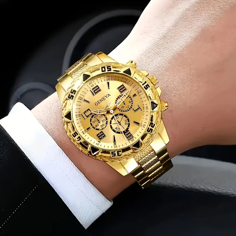 Men's Vintage Quartz Watch Set – Set of 2