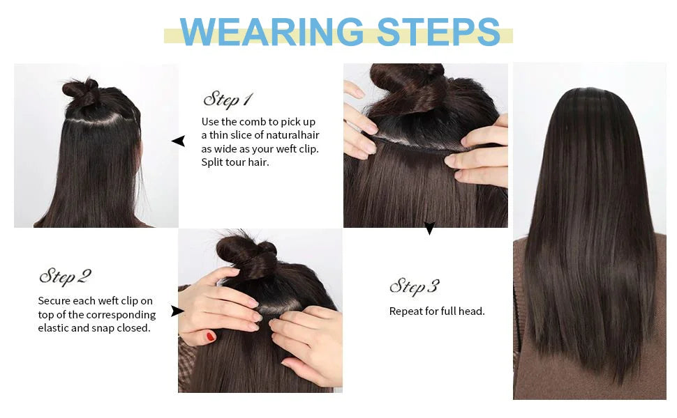Straight Remy Human Hair Clip-In Extensions – Full Head Set, 8 Pieces