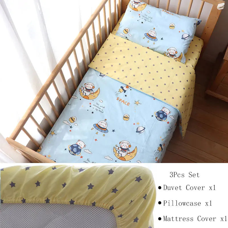 3 Pcs Kids Bedding Set - Cotton Bed Linen set Include, Pillowcase, Sheet and Duvet Cover