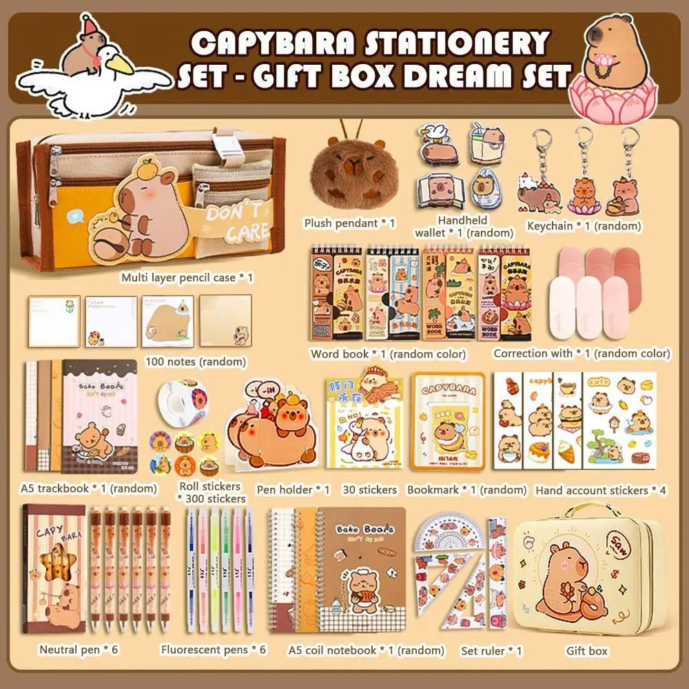Capybara Stationery Gift Set - Large Capacity Pencil Case