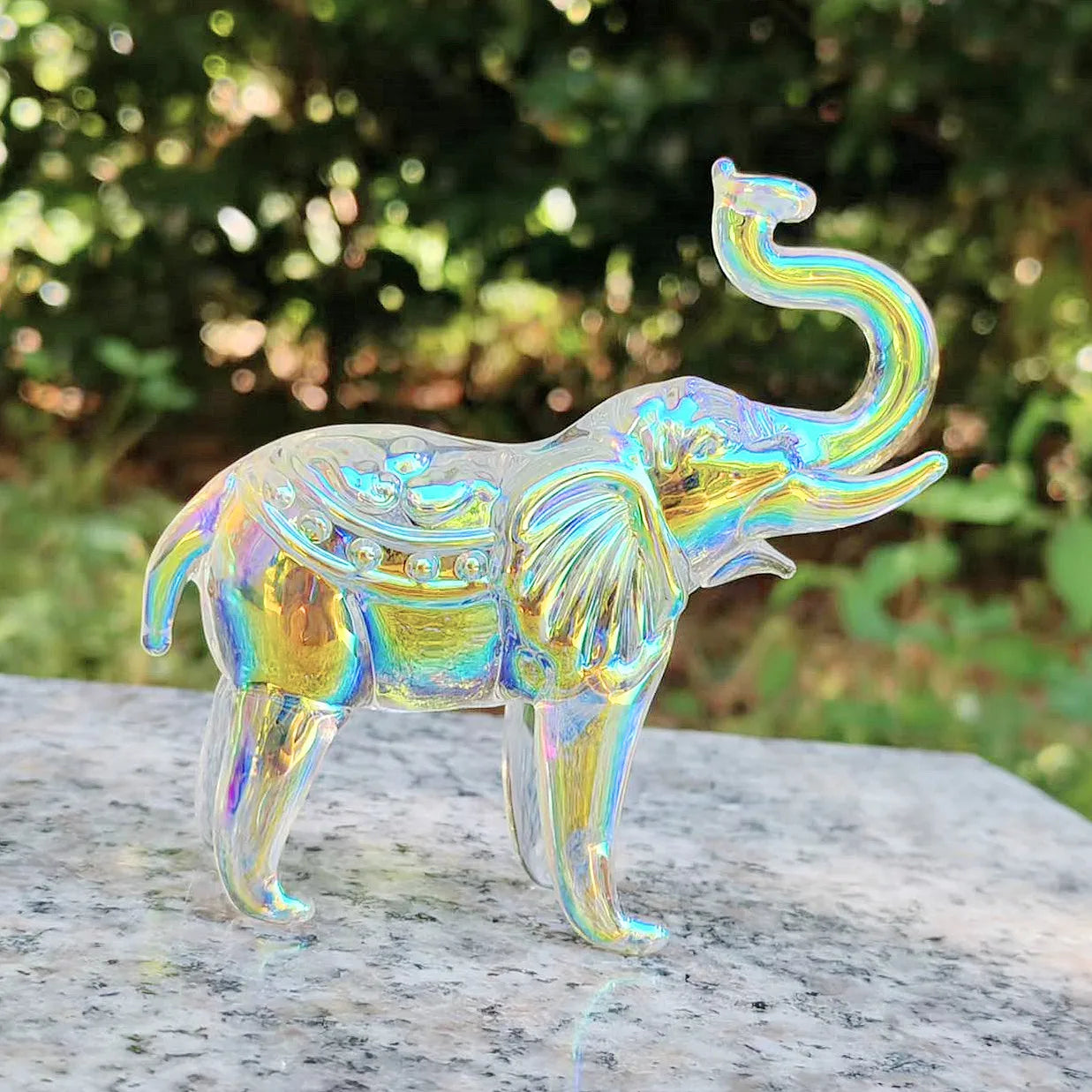 Colourful Glass Elephant Figurine Ornament