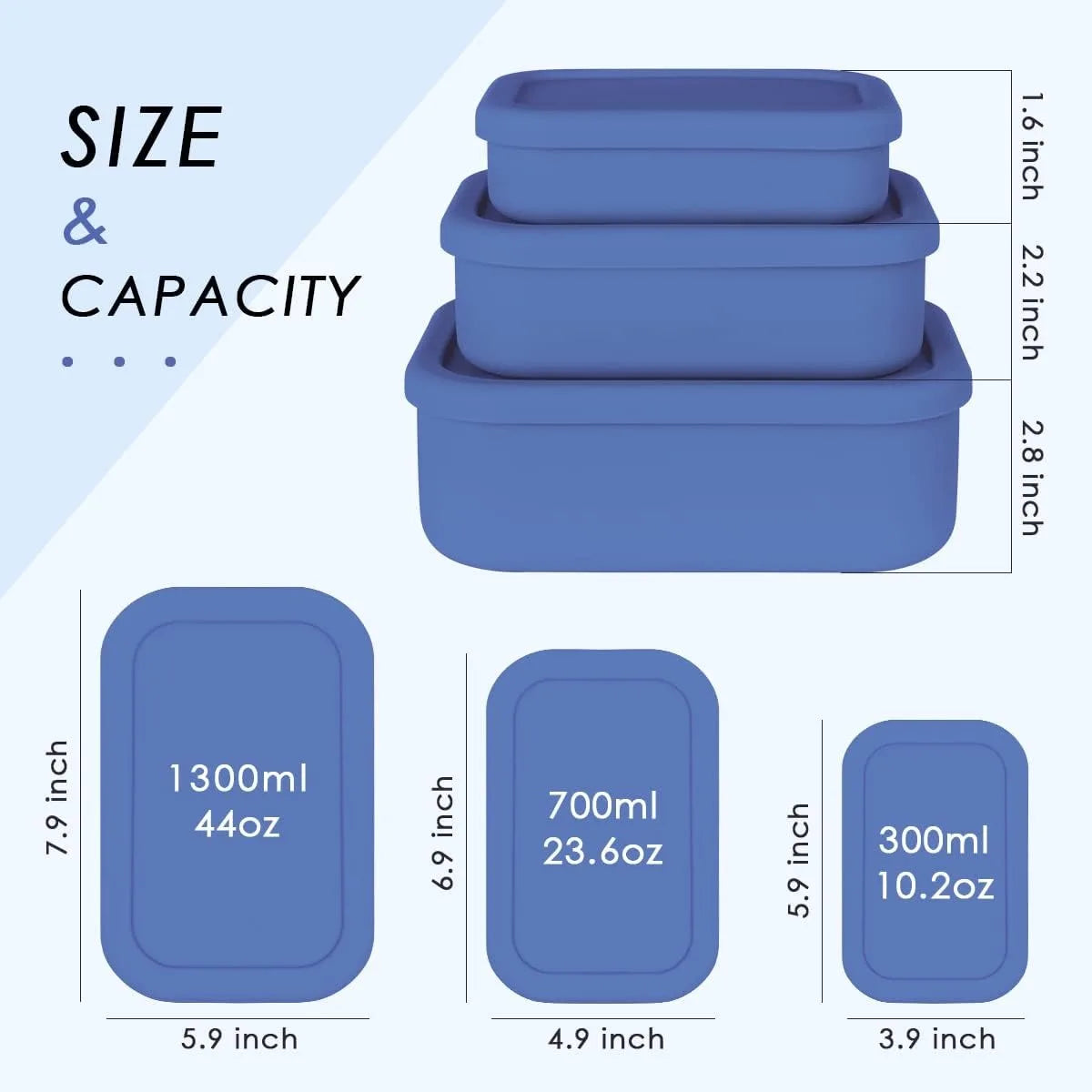 Silicone Food Storage Containers - Airtight, Microwave, Dishwasher, Freezer