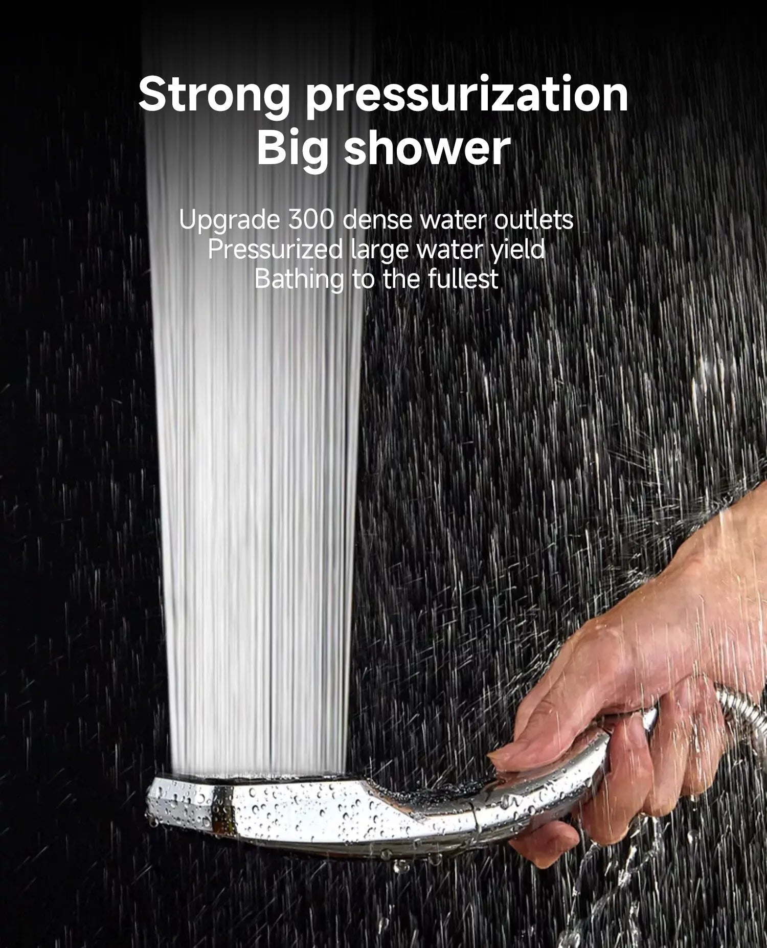 300-Hole Pressurized Square Handheld Shower Head