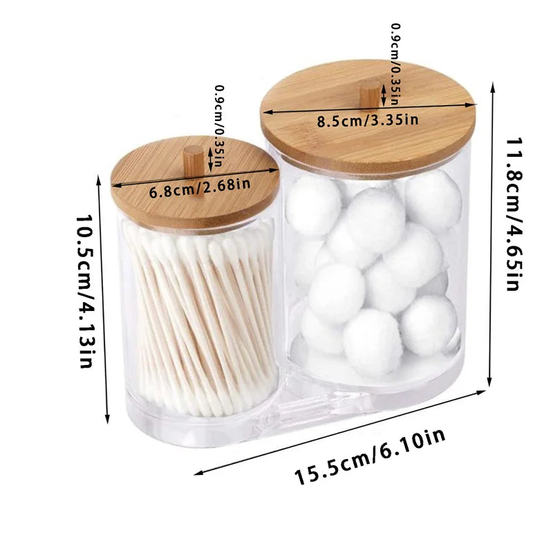 Bathroom Organiser Set - Makeup Storage Jars & Cotton Swab Dispenser