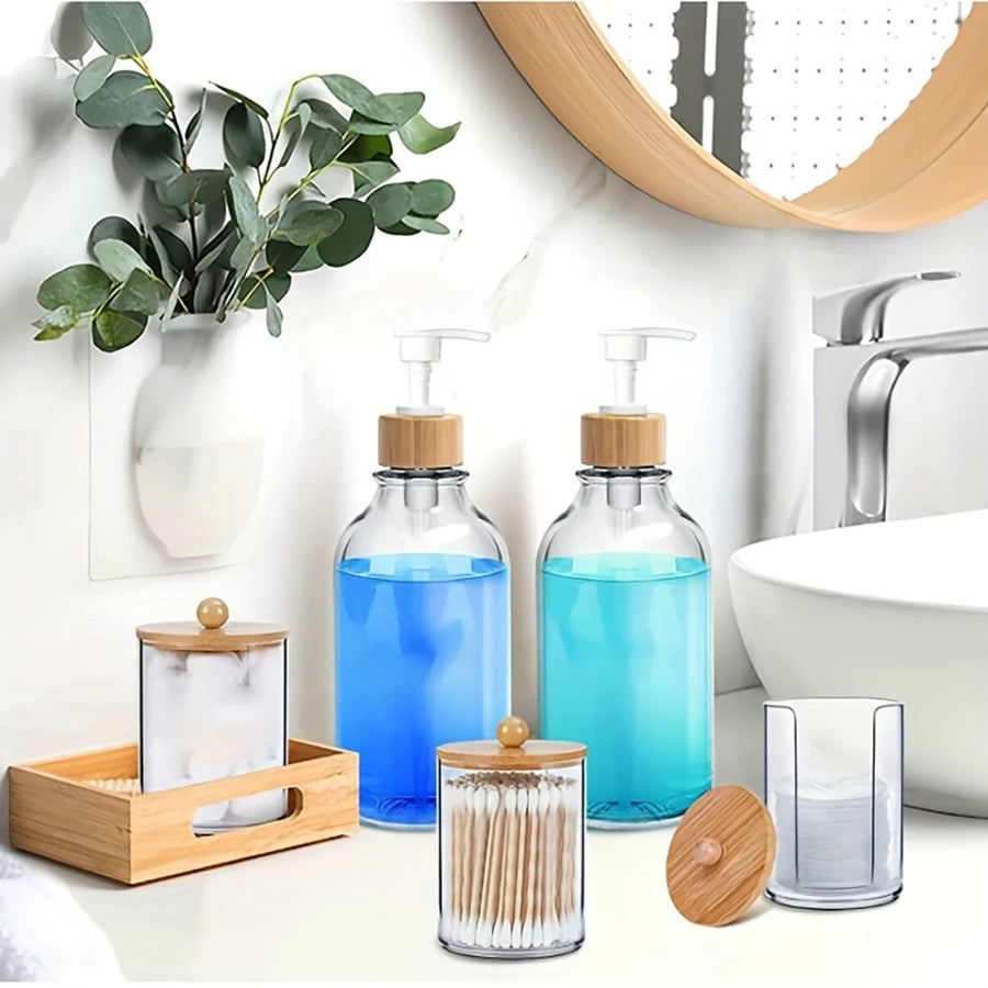 Bathroom Accessories Set - Soap Dispenser, Toothbrush & Storage (4/5 Pcs)