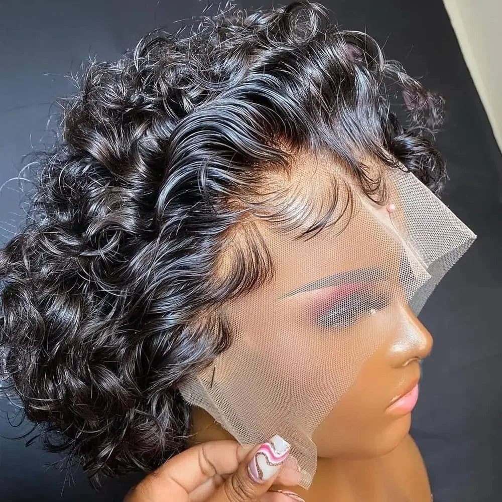Peruvian Curly Pixie Bob Lace Front Wig – Short Natural Style