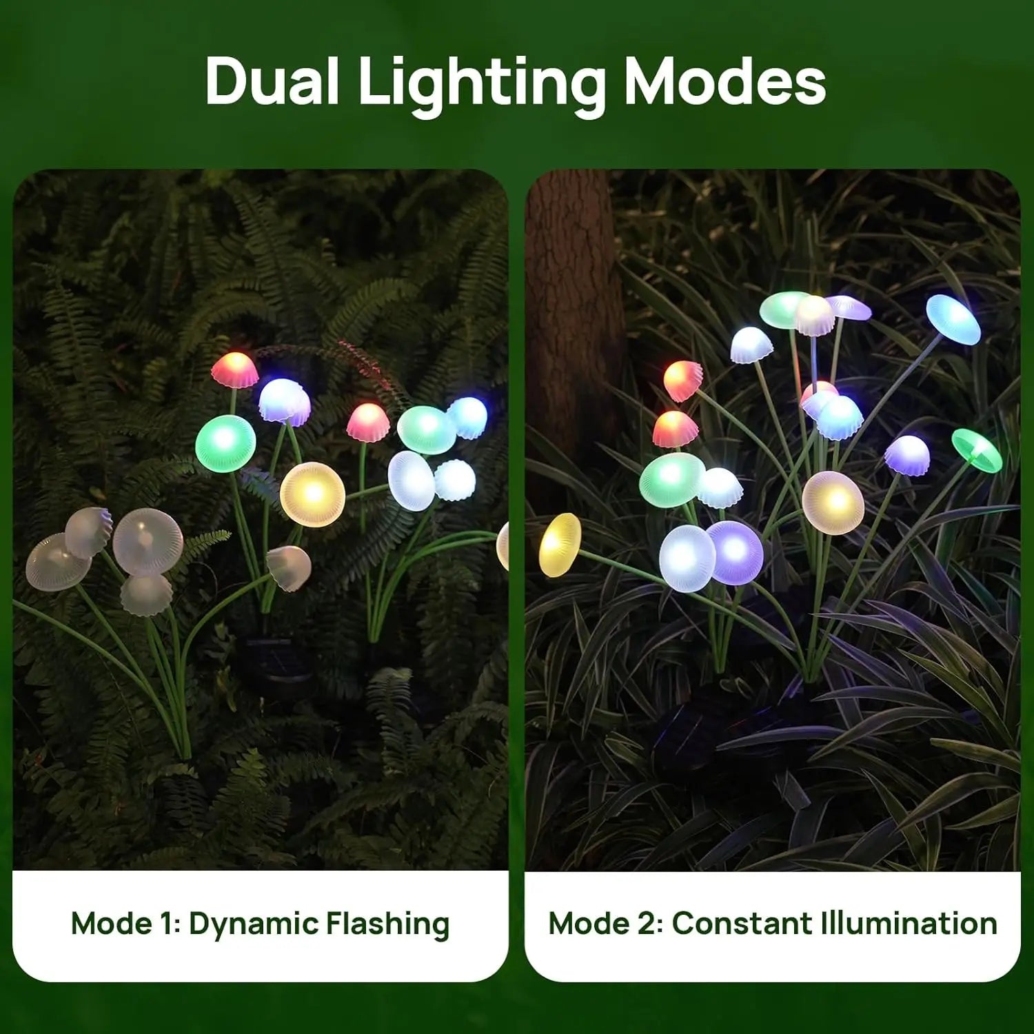 Waterproof Dual Mode LED Solar Mushroom Garden Lights