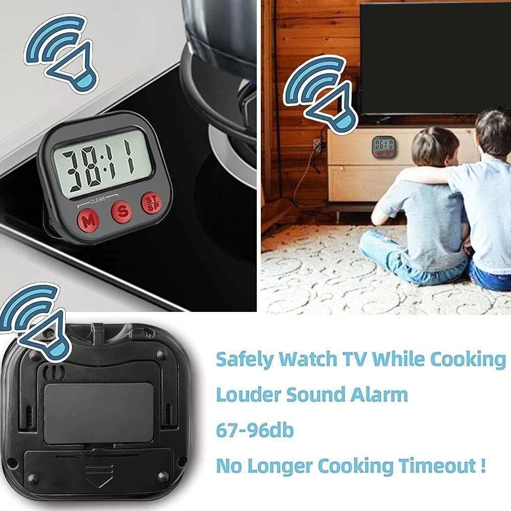 Digital Magnetic Kitchen Timer with LCD Display – Count Up & Down