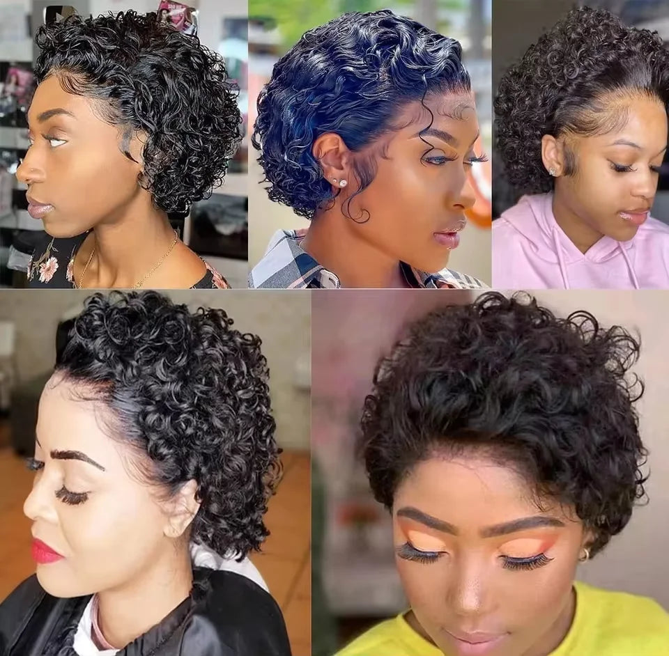 Water Wave Bob Pixie Cut Lace Front Wig – Short Natural Style