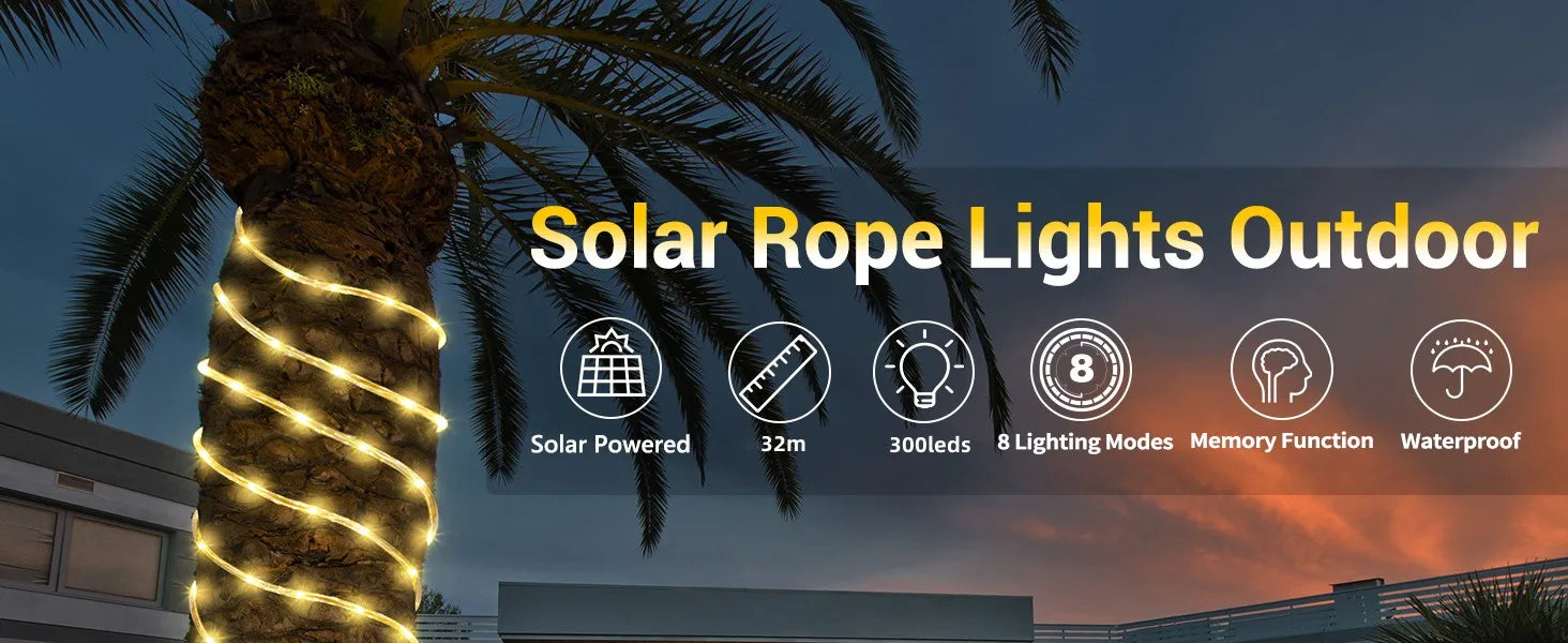 Waterproof Outdoor Solar LED String Lights