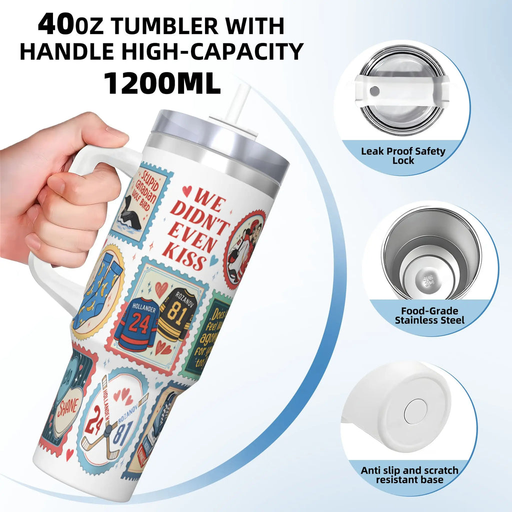 Large Portable Stainless Steel Thermal Tumbler with Straw