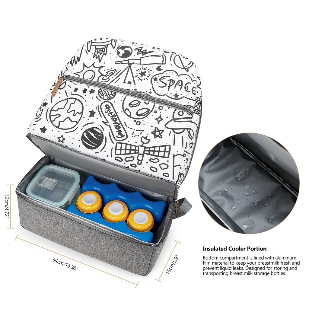Breast Pump Bag with Insulated Cooler Compartment