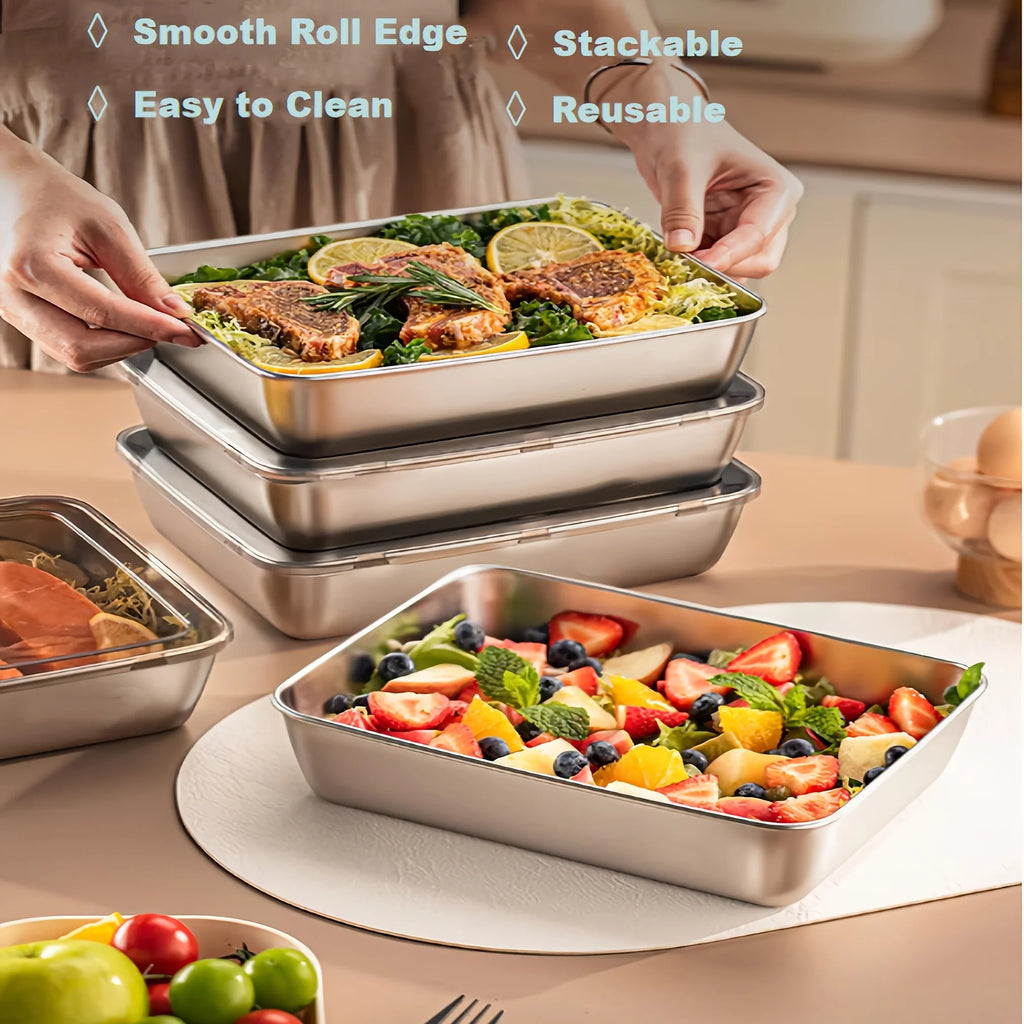 Leakproof Stackable Stainless Steel Food Containers – Dishwasher Safe, Set of 3