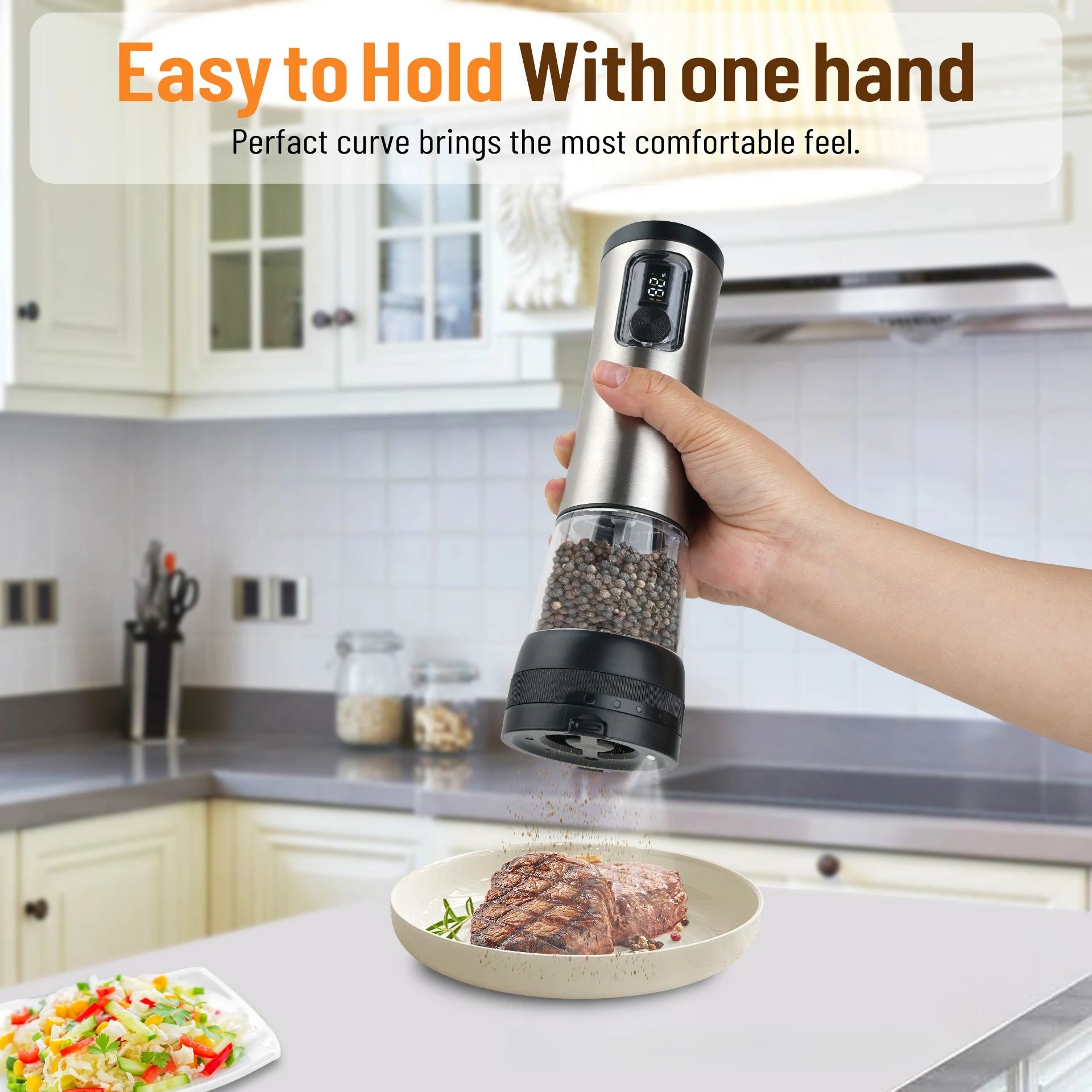 Electric Salt & Pepper Grinder Set – Rechargeable, LED Indicator, Adjustable Coarseness
