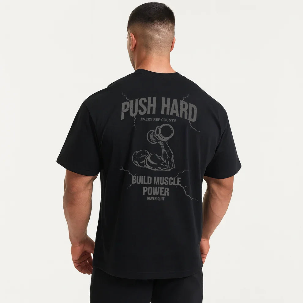 Men's Loose-Fit Printed Gym T-Shirt - 100% Cotton