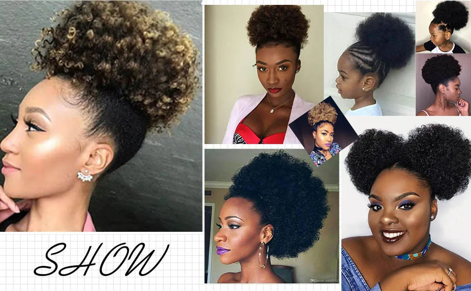 Brazilian Afro Puff Drawstring Ponytail Extension – Natural Hair