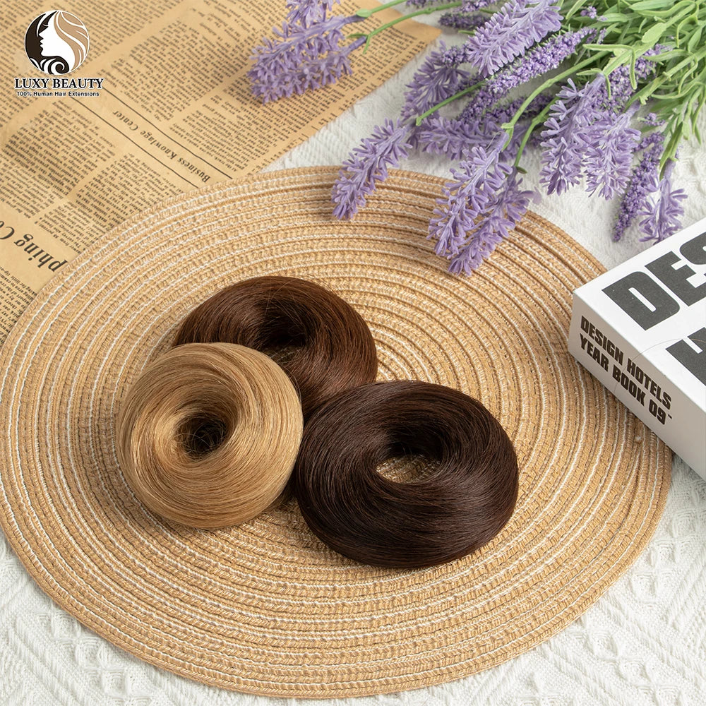 Human Hair Donut Chignon Bun Scrunchie – Updo Style, Natural Look