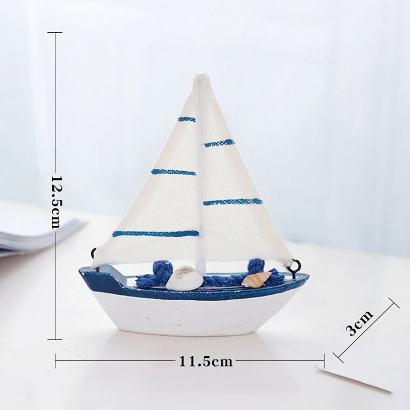 Wooden Blue Sailing Boat – Nautical Home Décor Ornament