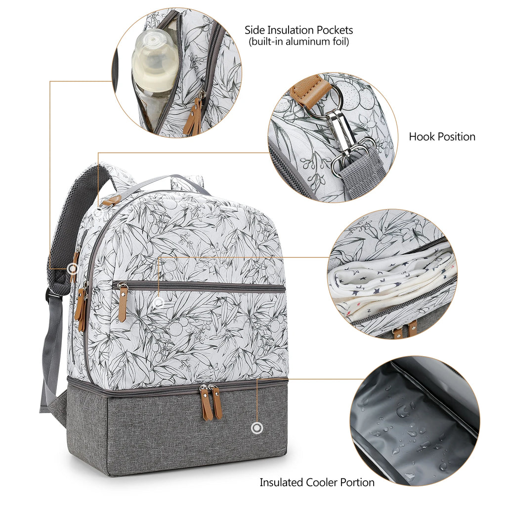 Breast Pump Bag with Insulated Cooler Compartment