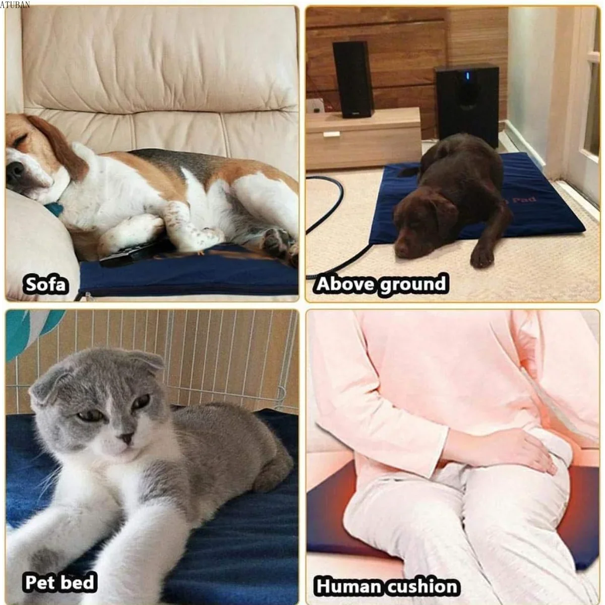 Indoor Pet Heating Pad with Chew-Resistant Cord