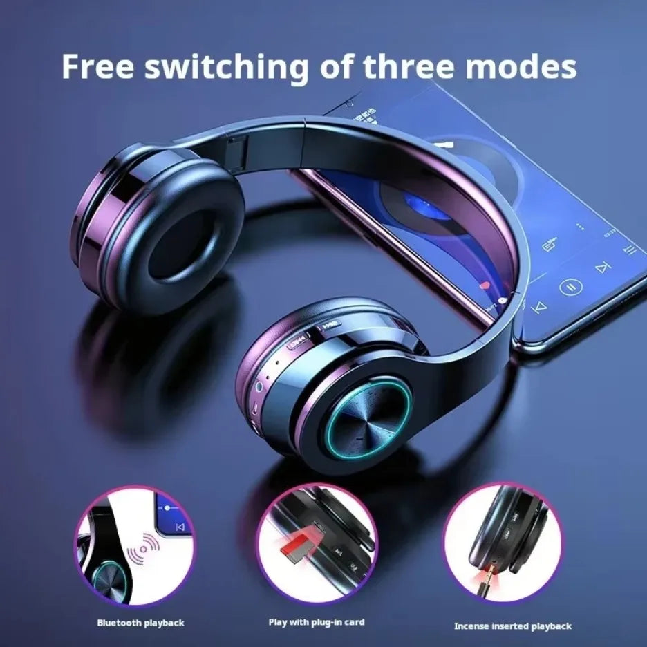 Wireless Bluetooth Gaming Headphones with Mic & RGB Lighting
