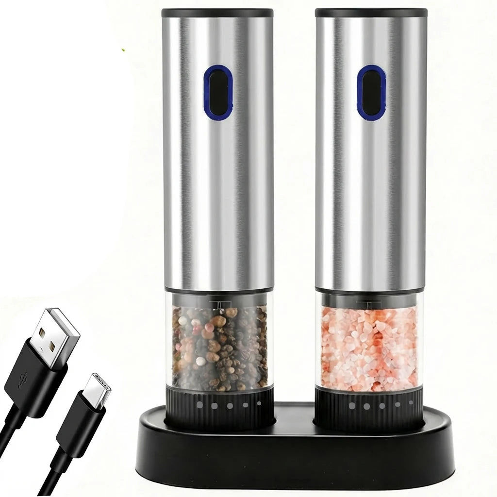 Electric Salt & Pepper Grinder – Rechargeable, Adjustable Coarseness