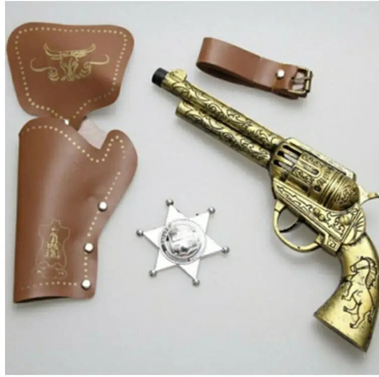 6-Piece Cowboy Costume Accessories Set - Hat, Bandanna, Toy Guns & Belt Holsters