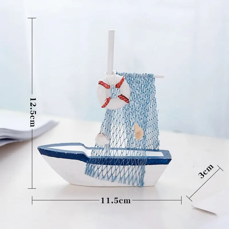 Wooden Blue Sailing Boat – Nautical Home Décor Ornament