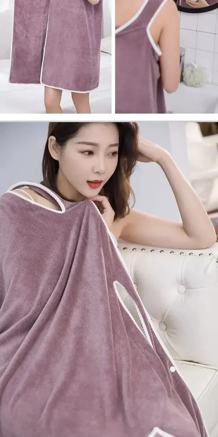 Women's Fast-Drying Wearable Bathrobe (140x85cm)