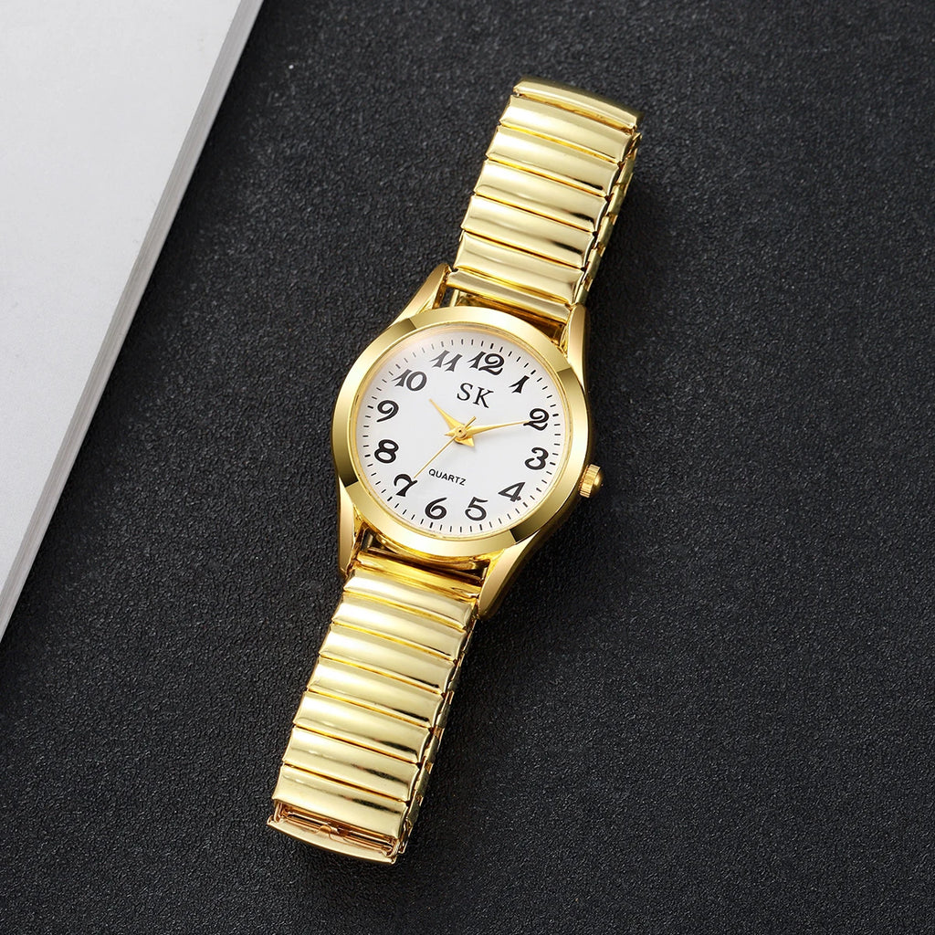 Digital Watch with Steel Strip & Elastic Band