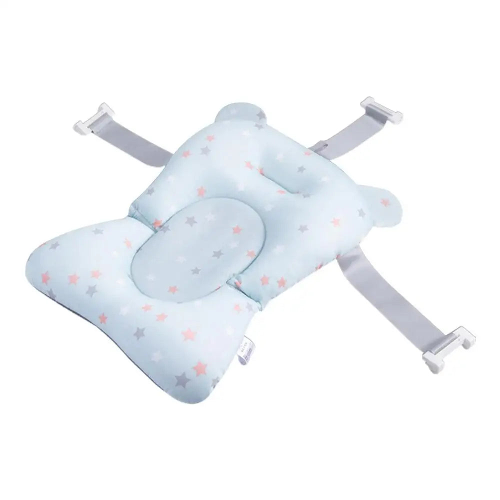 Newborn Bath Cushion - Adjustable, Foldable with Buckles & 3 Safety Clips