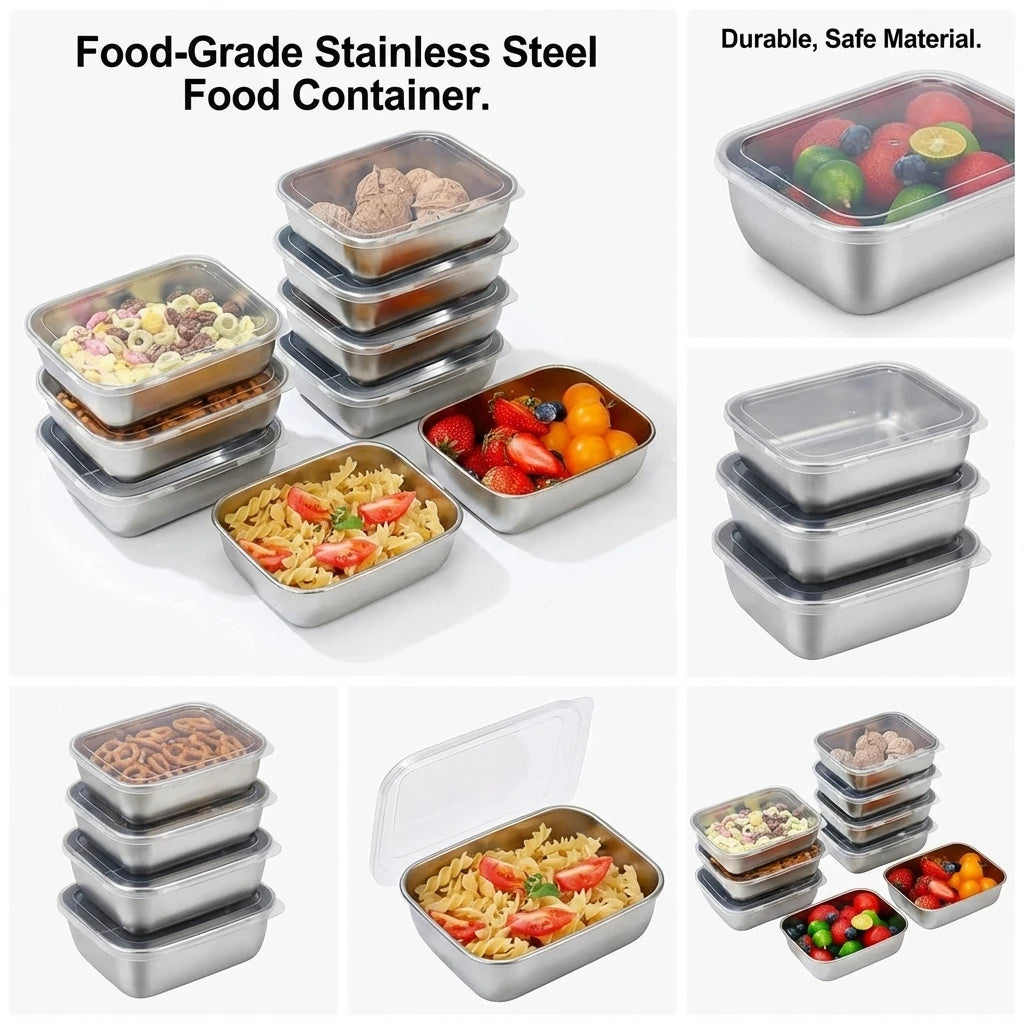 Stackable Stainless Steel Meal Prep Containers – Leakproof, Set of 5