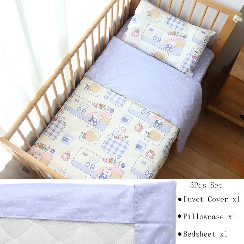 3 Pcs Kids Bedding Set - Cotton Bed Linen set Include, Pillowcase, Sheet and Duvet Cover