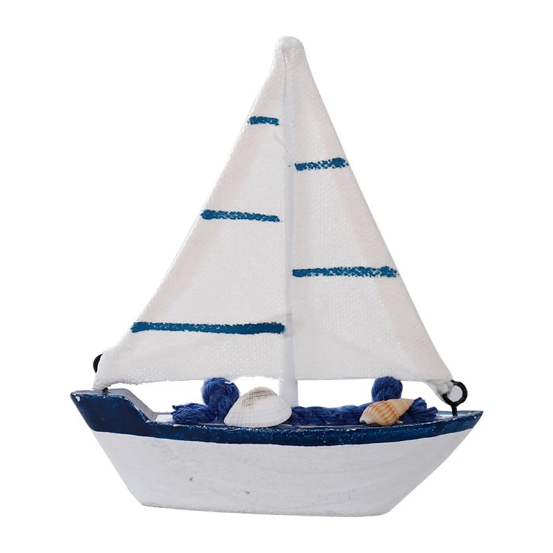 Wooden Blue Sailing Boat – Nautical Home Décor Ornament