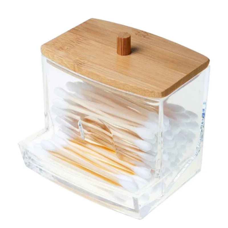 Bathroom Organiser Set - Makeup Storage Jars & Cotton Swab Dispenser