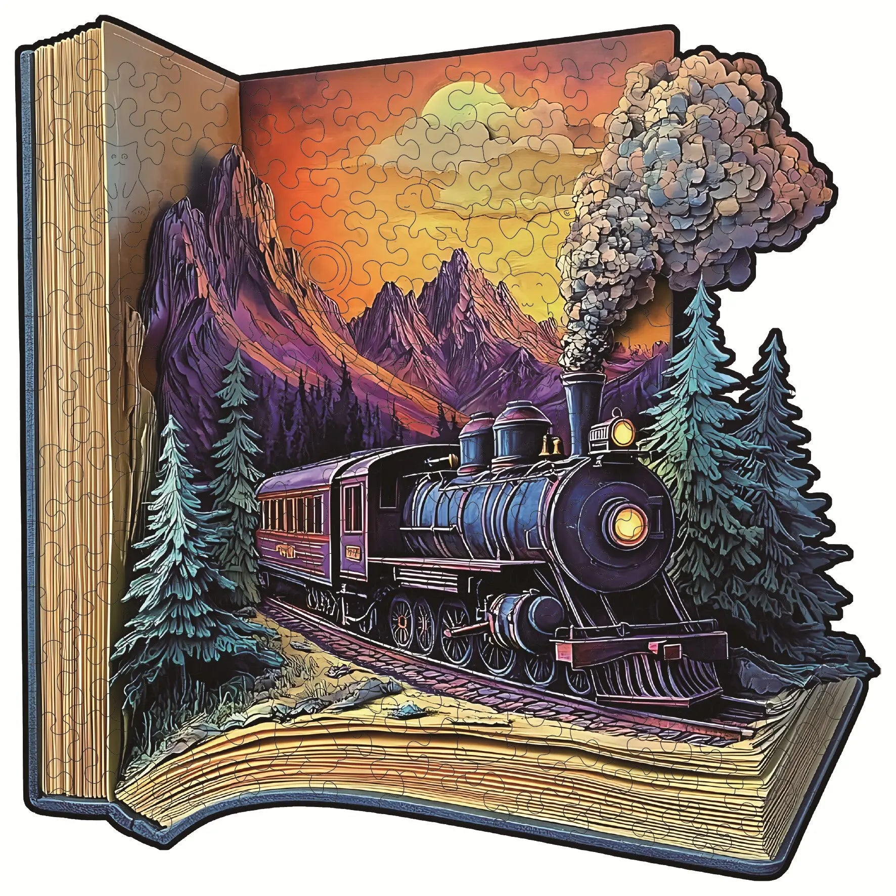 Wooden Train in a Book Puzzle for Adults