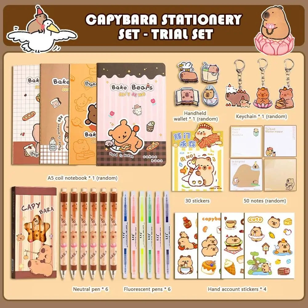 Capybara Stationery Gift Set - Large Capacity Pencil Case
