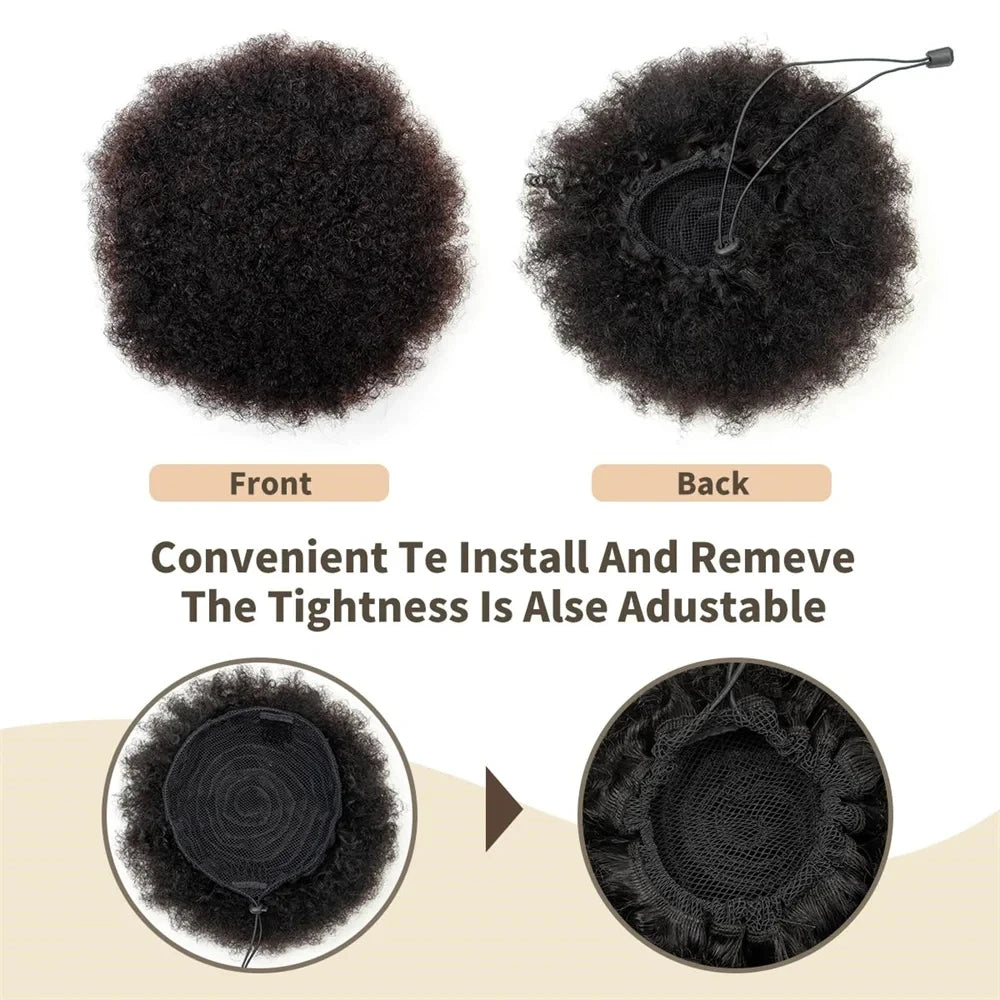 Curly Remy Afro Puff Drawstring Ponytail Extension – Natural Hair