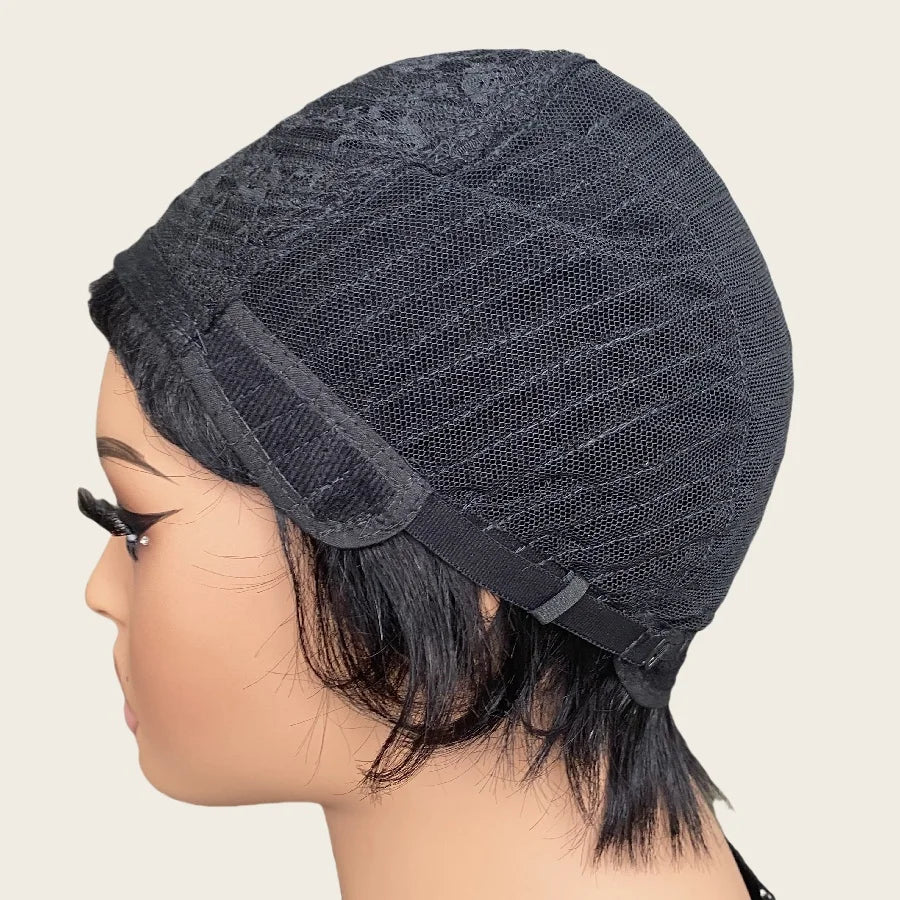 Peruvian Pixie Cut Human Hair Wig with Bangs – Short Natural Style
