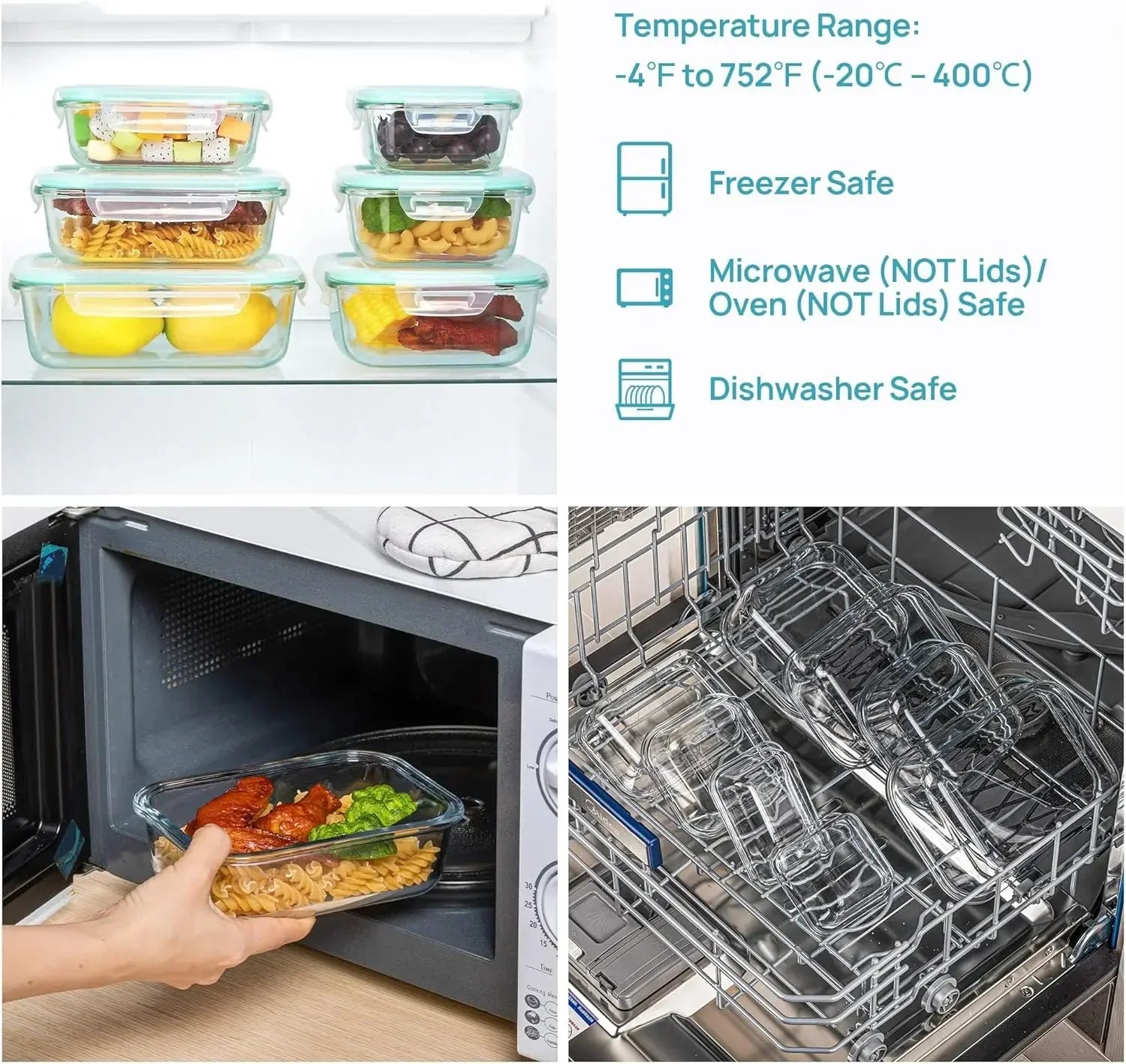 Glass Bento Lunch Box Food Containers – Leakproof & Microwave Safe